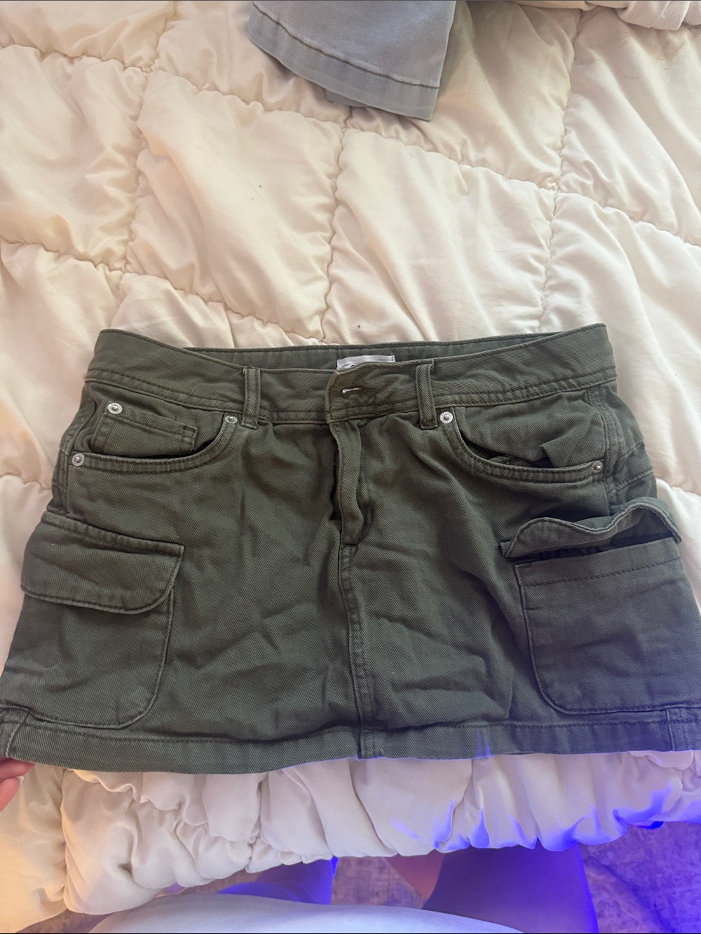 Garage Olive Cargo Mini Skirt